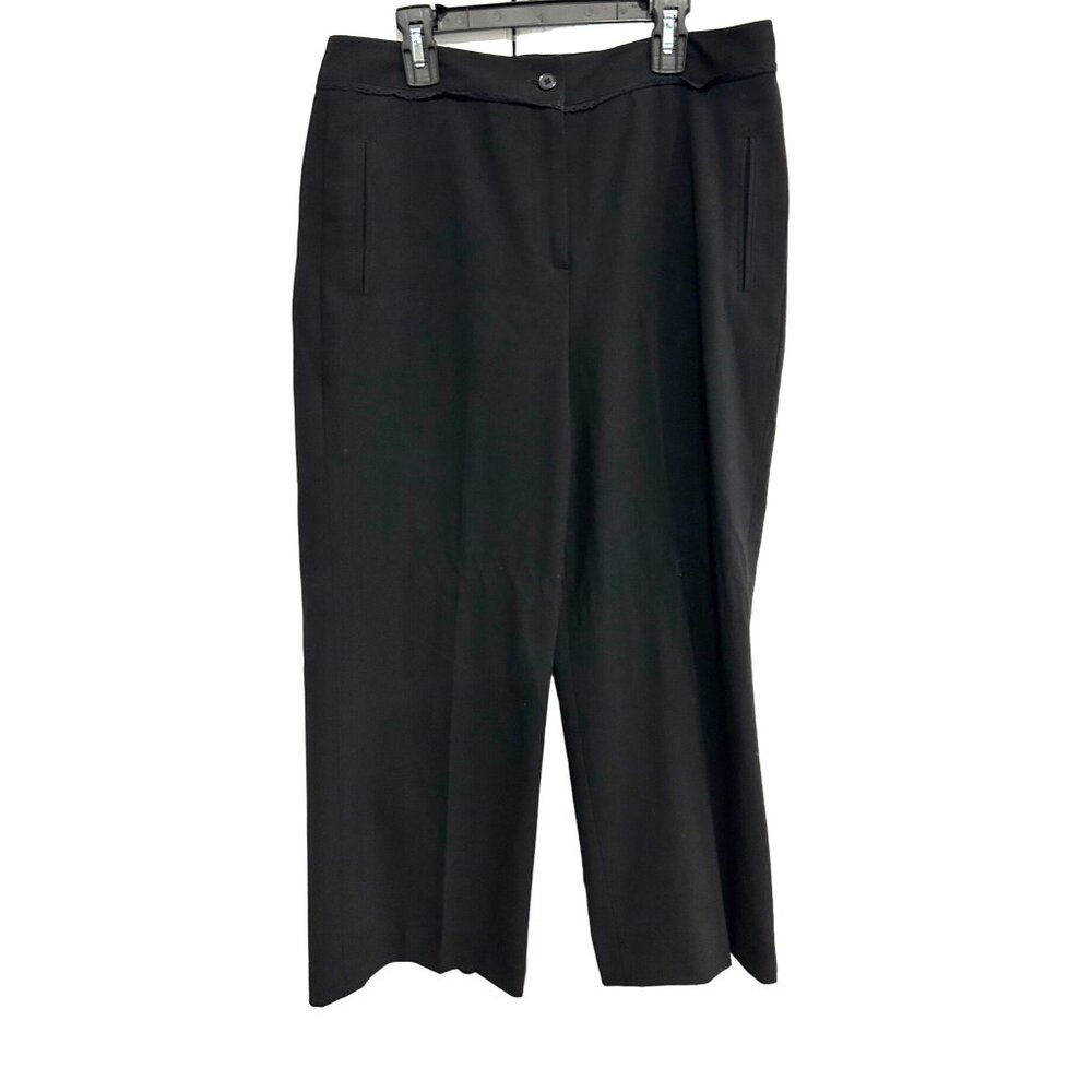 Larry Levine Stretch Black Dress Pants Sz 8 Button Closure Pockets